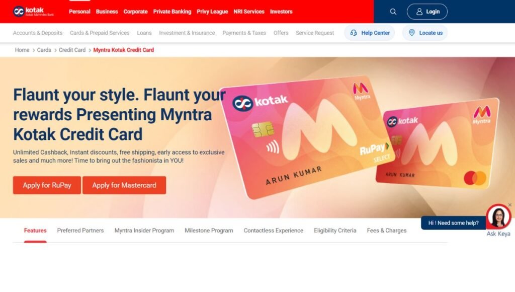 how to apply myntra kotak credit card